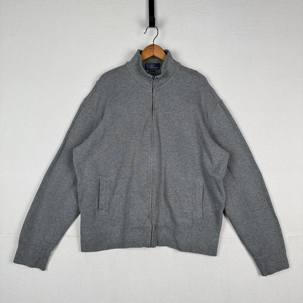 Vtg Polo Ralph Lauren Mens‎ XL Gray Ribbed Cardigan Full Zip Sweater *Read
